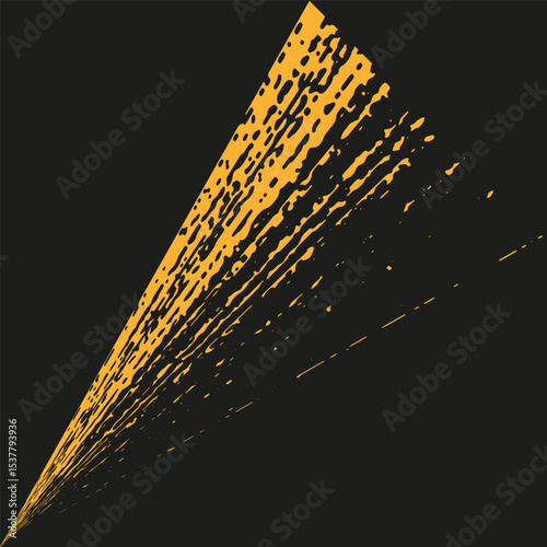 Golden beam vector. Particle light streak. Diagonal ray flow. Abstract speed burst.