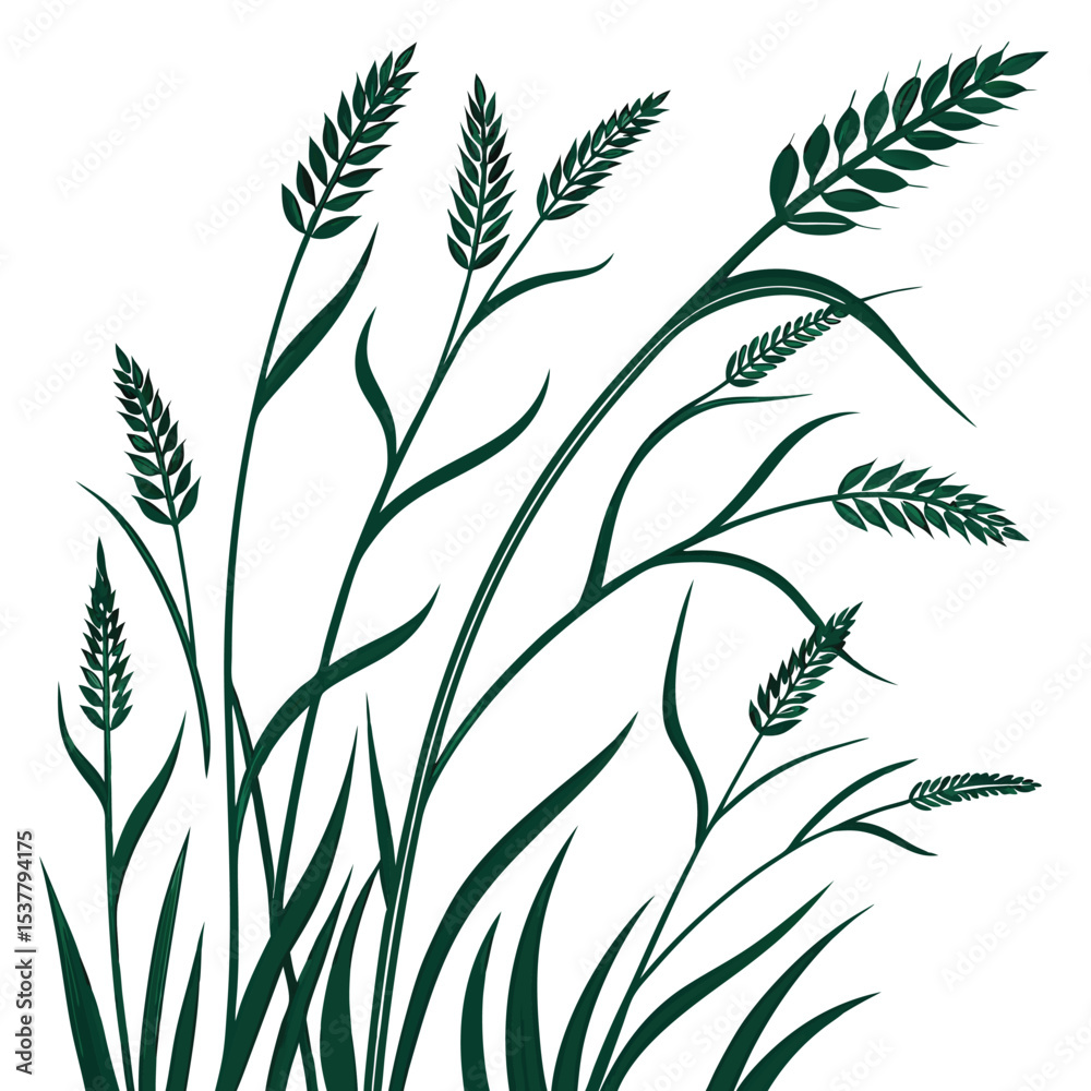 Obraz premium long grass isolated vector solid white background .eps