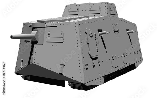 A7V突撃戦車 A7V ドイツ 第一次世界大戦 WWI	 レンダリング画像 透過png	