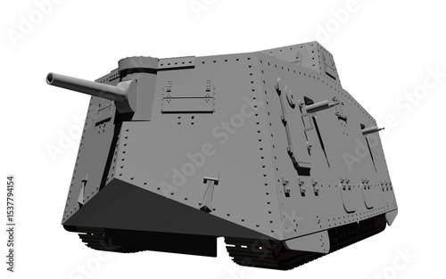 A7V突撃戦車 A7V ドイツ 第一次世界大戦 WWI	 レンダリング画像 透過png	