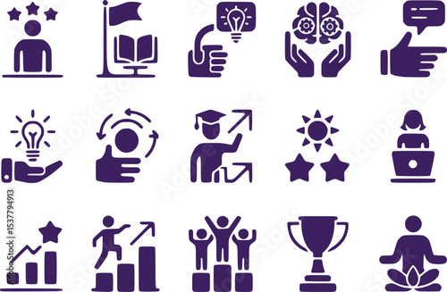  Success  Development Icons  Expertise Learning Achievement Vector Set