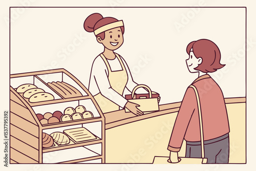 Bakery shop customer service illustration transparent background