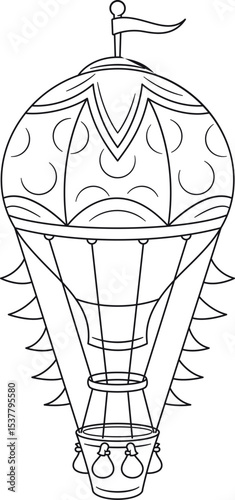 Retro black-and-white air hot balloon