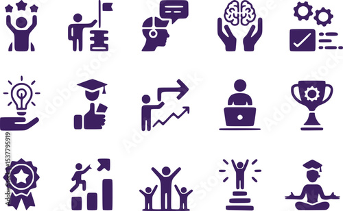  Success  Development Icons  Expertise Learning Achievement Vector Set
