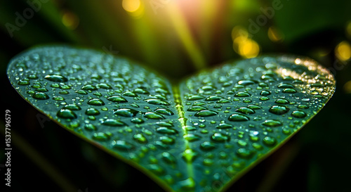green leaf with water drops