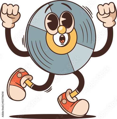 Vinyl disc character retro style
