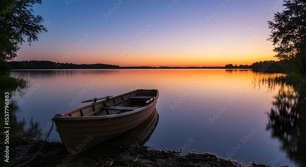 Obraz premium sunset on the river