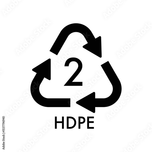 HDPE 2 RECYCLING PLASTIC SYMBOL VECTOR SIGN
