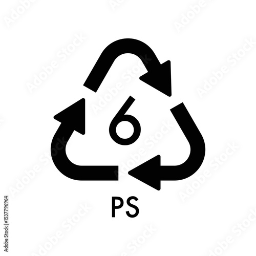  PS 06 RECYCLING PLASTIC SYMBOL VECTOR