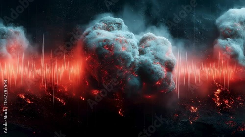 Volcanic Eruption with Soundwave Fiery Inferno and Glowing Lava