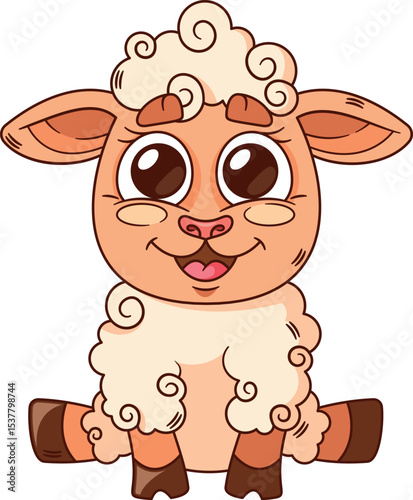 Cute lamb farm animal vector illustration