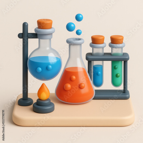 3D Icon of Science Lab and Chemistry Equipment