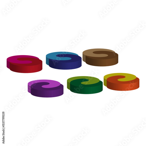Colorful oval shapes. Vector ellipse collection. Smooth curved elements. Rainbow color spectrum.