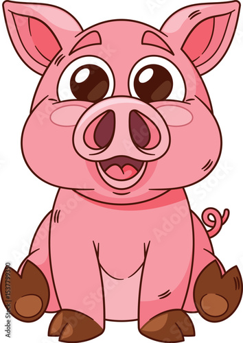 Cute pig farm animal vector illustration