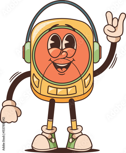Audio player retro groovy mascot