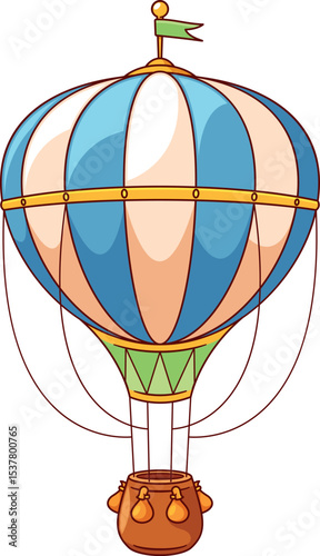 Classic striped flying airship balloon