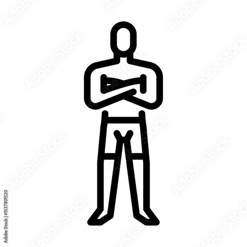 Male MMA fighter pose outline icon. Mixed martial arts fighter black line illustration.
