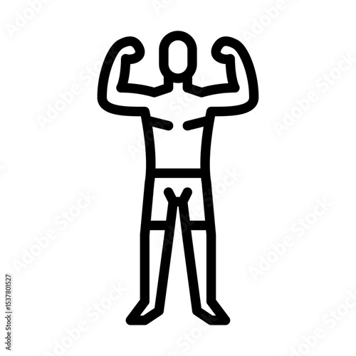 Male MMA fighter pose outline icon. Mixed martial arts fighter black line illustration.

