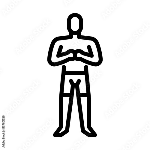Male MMA fighter pose outline icon. Mixed martial arts fighter black line illustration.