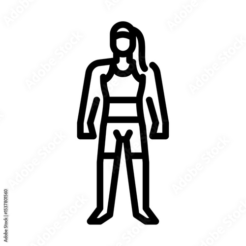 Female MMA fighter outline icon. Mixed martial arts fighter black line illustration.
