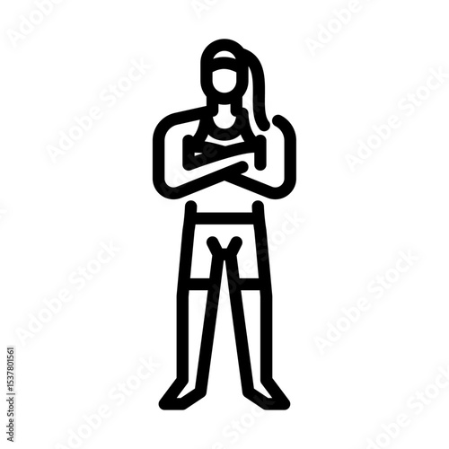 Female MMA fighter Pose outline icon. Mixed martial arts fighter black line illustration.

