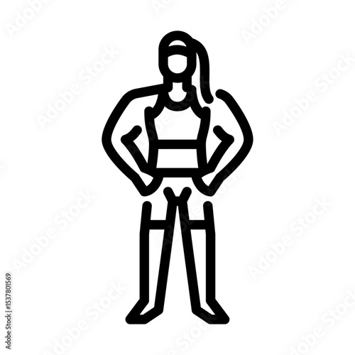 Female MMA fighter Pose outline icon. Mixed martial arts fighter black line illustration.
