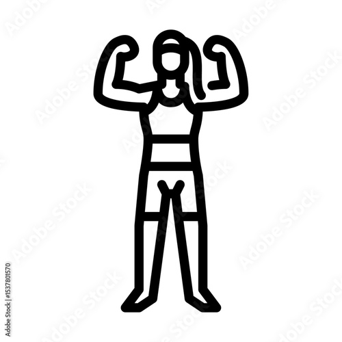 Female MMA fighter Pose outline icon. Mixed martial arts fighter black line illustration.
