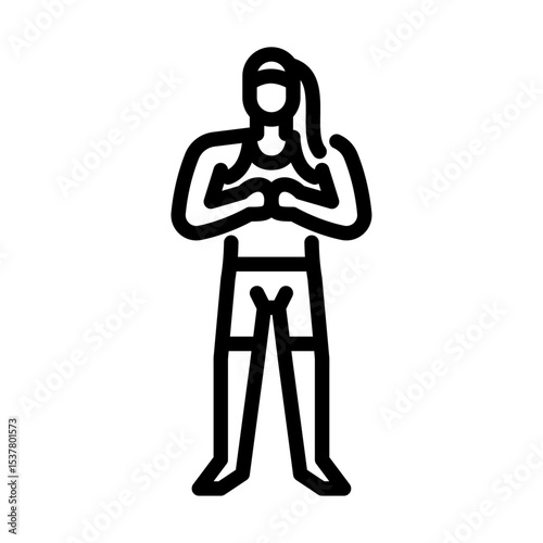 Female MMA fighter Pose outline icon. Mixed martial arts fighter black line illustration.
