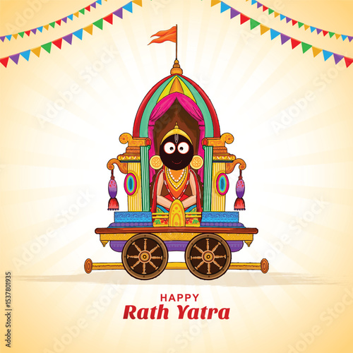 Happy rath yatra for lord jagannath indian festival holiday concept background