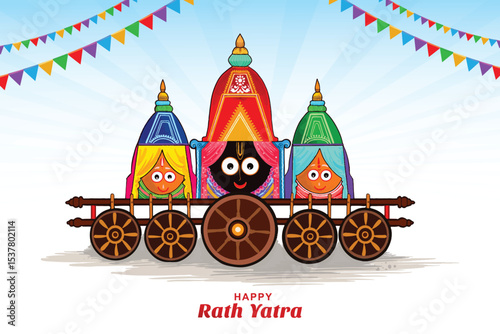 Lord jagannath for balabhadra and Subhadra on annual rathayatra in odisha festival background