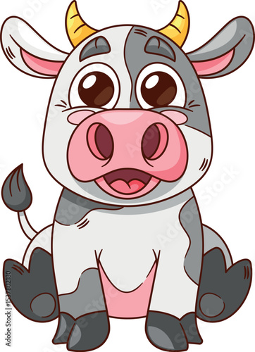 Cute cow farm animal vector illustration