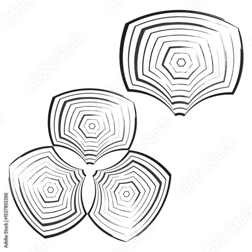 Tree ring illustration. Wood growth symbol. Concentric annual Vector. Nature pattern sign.