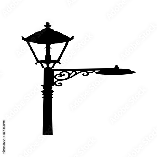 Minimalist Black Street Lamp Silhouette on White Background

