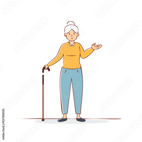 Hand Drawn Vector of Elderly Health Care and Unhealthy Body in Medical Illustration Style

