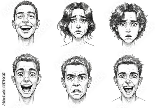 Hand drawn Sketch Collection of stylized female portraits highlighting a range of ethnicities.
