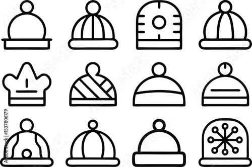 Islamic headwear icon set for ramadan celebrations isolated on transparent background