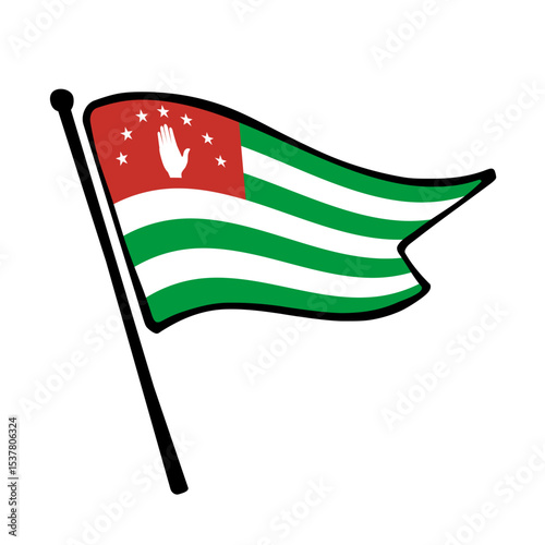 Flag of Abkhazia, a vector illustration flag icon design in the hand-drawn style of Abkhazia.