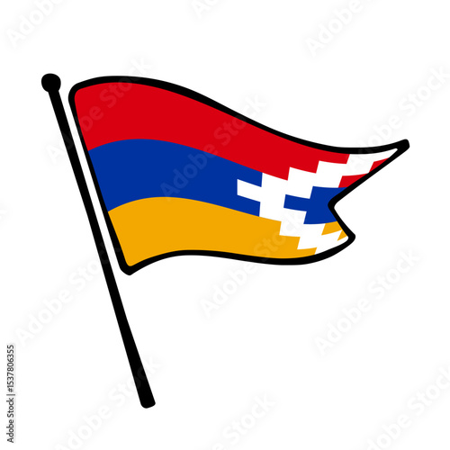 Flag of Artsakh, a vector illustration flag icon design in the hand-drawn style of Artsakh. Fluttering flag.