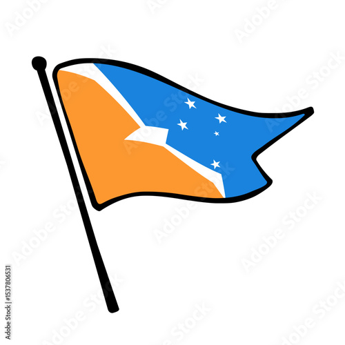 Flag of Argentina Antarctica, a vector illustration flag icon design in the hand-drawn style of Argentina Antarctica. Fluttering flag.