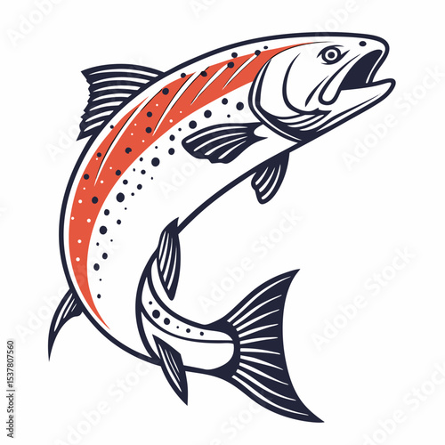Salmon vector silhouette illustration isolated on white background