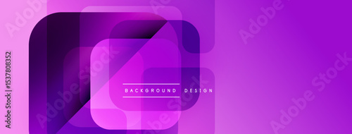 Abstract purple layers create modern design. Overlapping shapes suggest depth, vibrant gradient effect. Text reads background design.