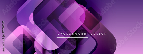 Abstract purple background. Overlapping squares create modern, dynamic visual effect. Gradient shades enhance depth, texture.