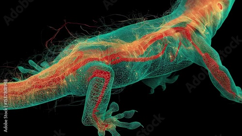 Microscopic Anatomy of a Lizard Vibrant Vascular System and Nervous Network