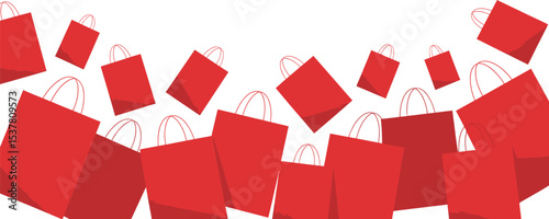 Red shopping bags background for online sales promotion and retail marketing campaign vector illustration editable stock vector illustration