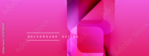 Abstract pink gradient background. Overlapping squares create dynamic visual effect. Text reads background design. Modern, vibrant composition.