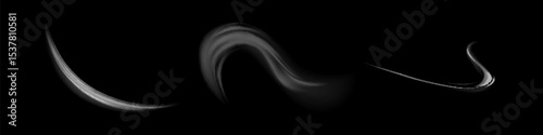 White glowing shiny lines effect vector background. Luminous white lines of speed. Light glowing effect. Light trail wave, fire path trace line and incandescence curve twirl.