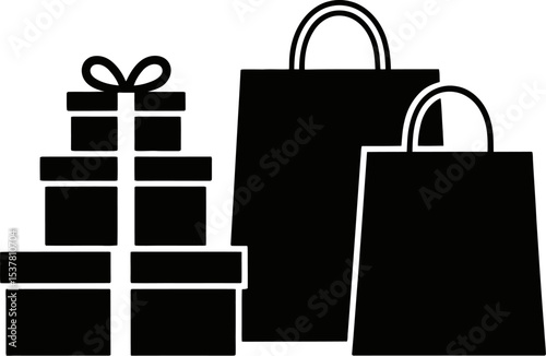 Black friday sale shopping bags and gift boxes illustration for holiday season marketing promotion editable stock vector illustration