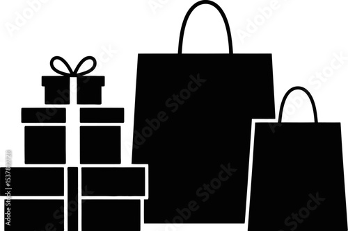 Shopping bags and gift boxes vector illustration for retail sale promotion and holiday celebrations editable stock vector illustration