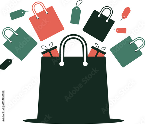 Get ready for shopping sale with bags gifts and tags vector illustration design template graphic art editable stock vector illustration