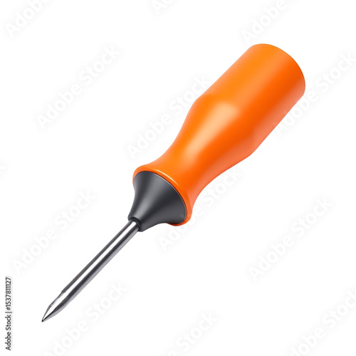 Orange handled awl tool isolated on transparent background